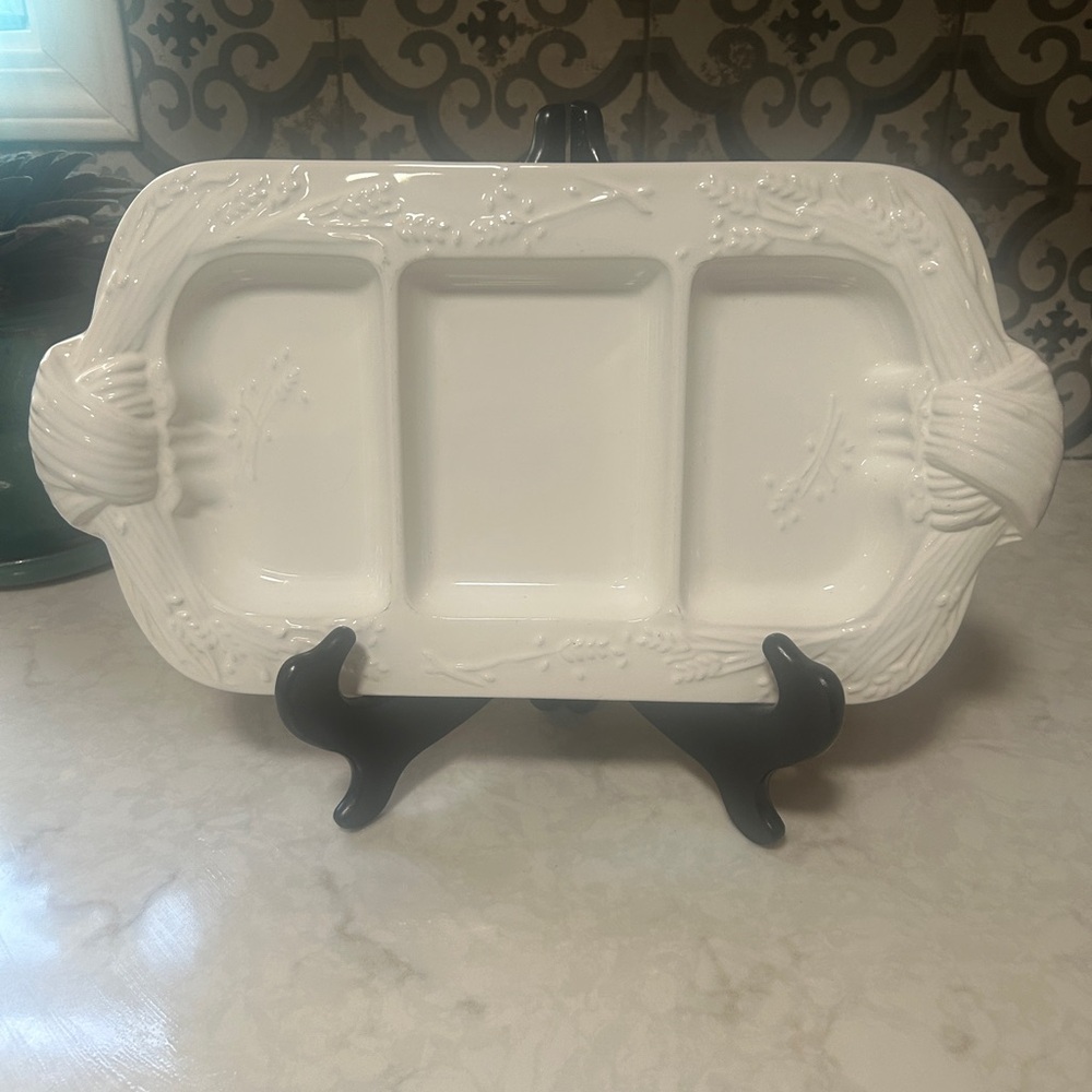 RARE FIND! Louçarde Wheat Themed Serving Platter- 3 Section,  Made in Portugal